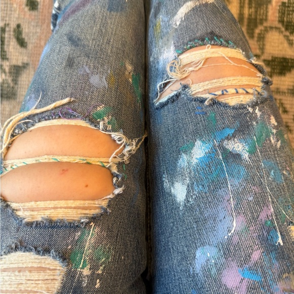 Polo Ralph Laure Distressed Paint-Splatter Skinny Jeans - Multi Color - Picture 8 of 8